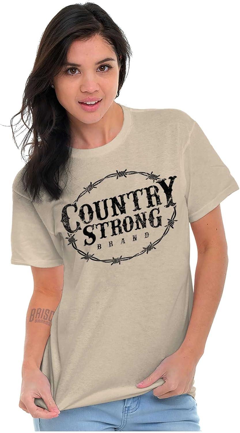 imageBrisco Brands Country Strong Logo Western Cowboy Graphic T Shirt Men or WomenSand