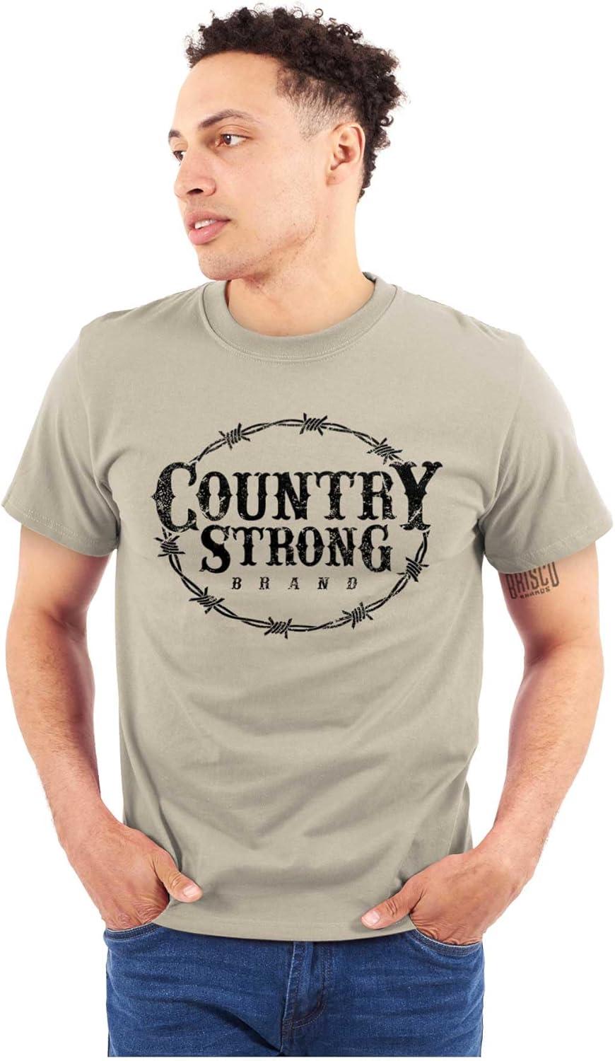 imageBrisco Brands Country Strong Logo Western Cowboy Graphic T Shirt Men or WomenSand