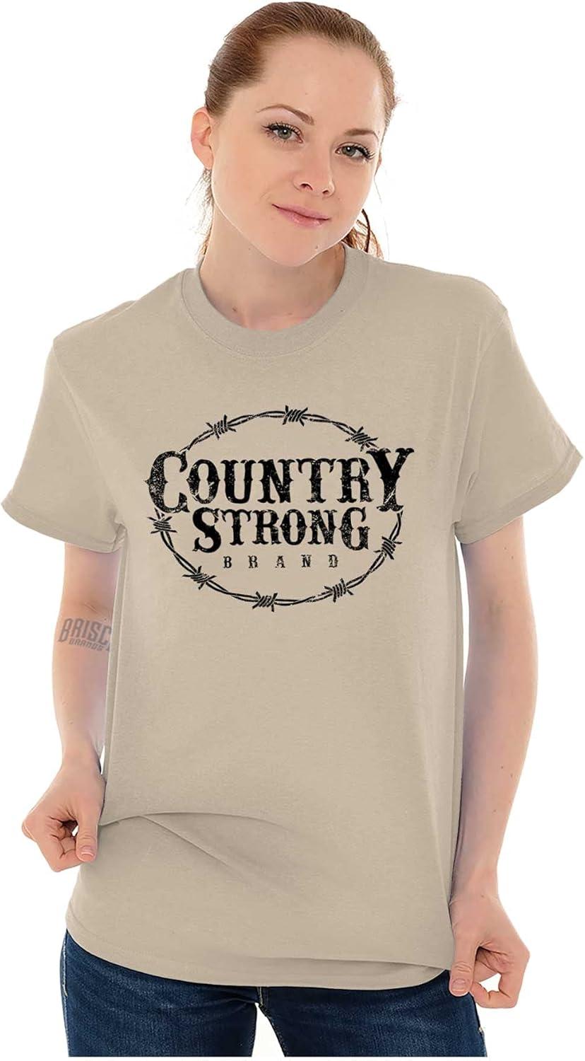 imageBrisco Brands Country Strong Logo Western Cowboy Graphic T Shirt Men or WomenSand