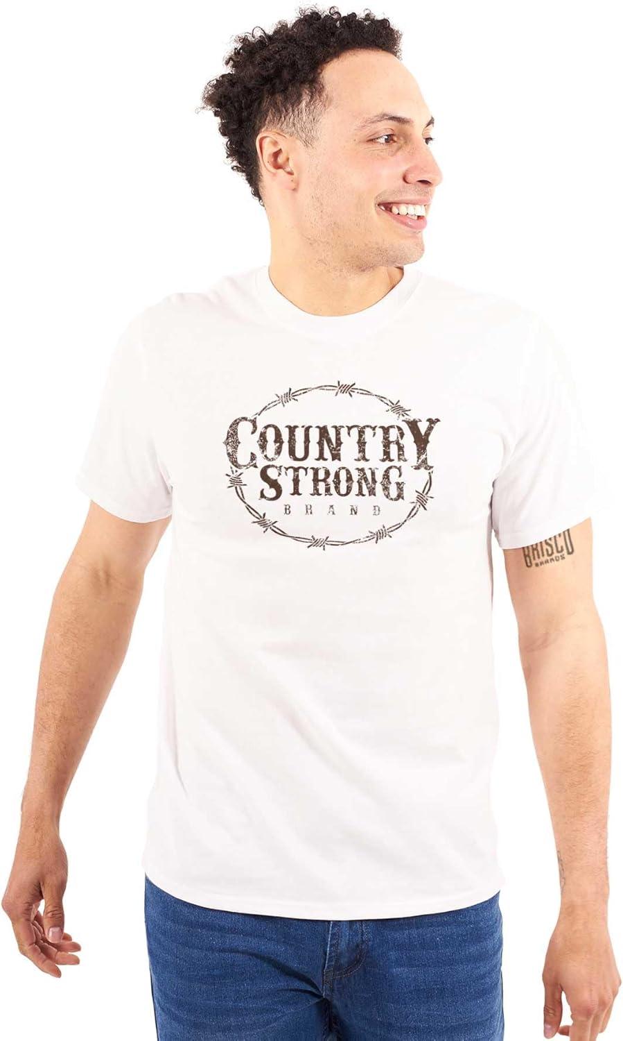 imageBrisco Brands Country Strong Logo Western Cowboy Graphic T Shirt Men or WomenWhite