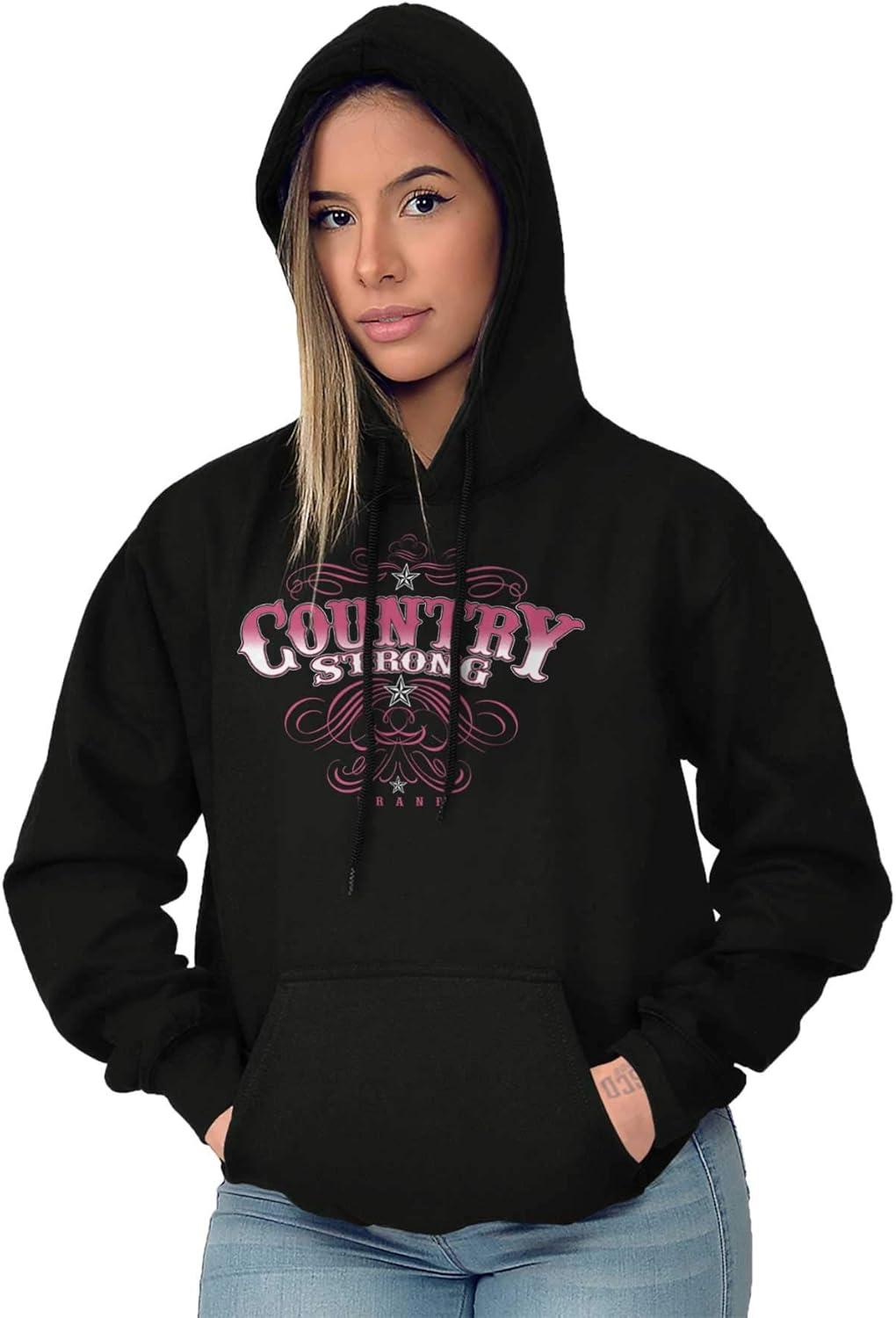 imageBrisco Brands Country Strong Western Stars Cowgirl Hoodie Sweatshirt WomenBlack
