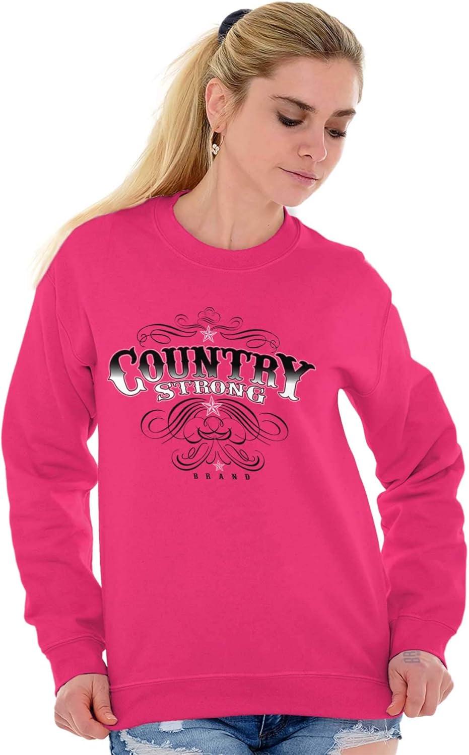 imageBrisco Brands Country Strong Western Stars Cowgirl Women Crewneck SweatshirtHeliconia
