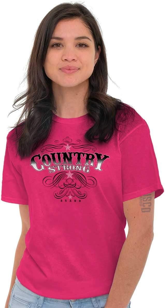 imageBrisco Brands Country Strong Western Stars Cowgirl Womens Graphic T Shirt TeesHeliconia
