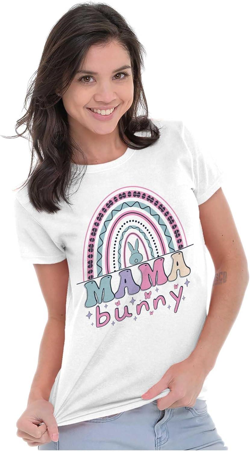 imageBrisco Brands Cute Spring Easter Egg Mama Bunny Womens Slim Fit Graphic TeeWhite