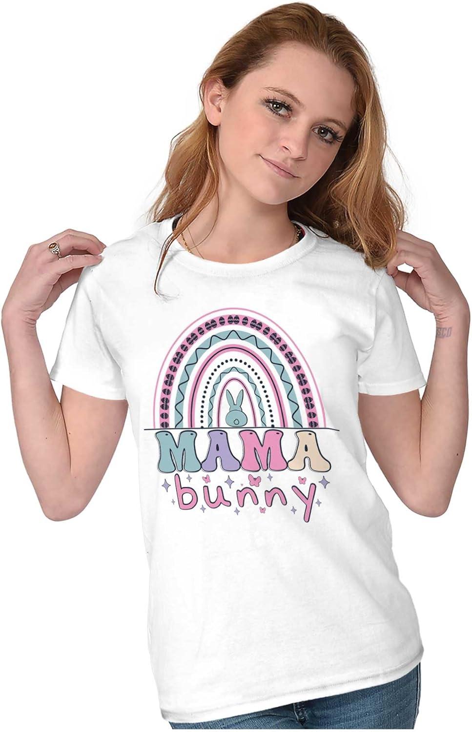 imageBrisco Brands Cute Spring Easter Egg Mama Bunny Womens Slim Fit Graphic TeeWhite