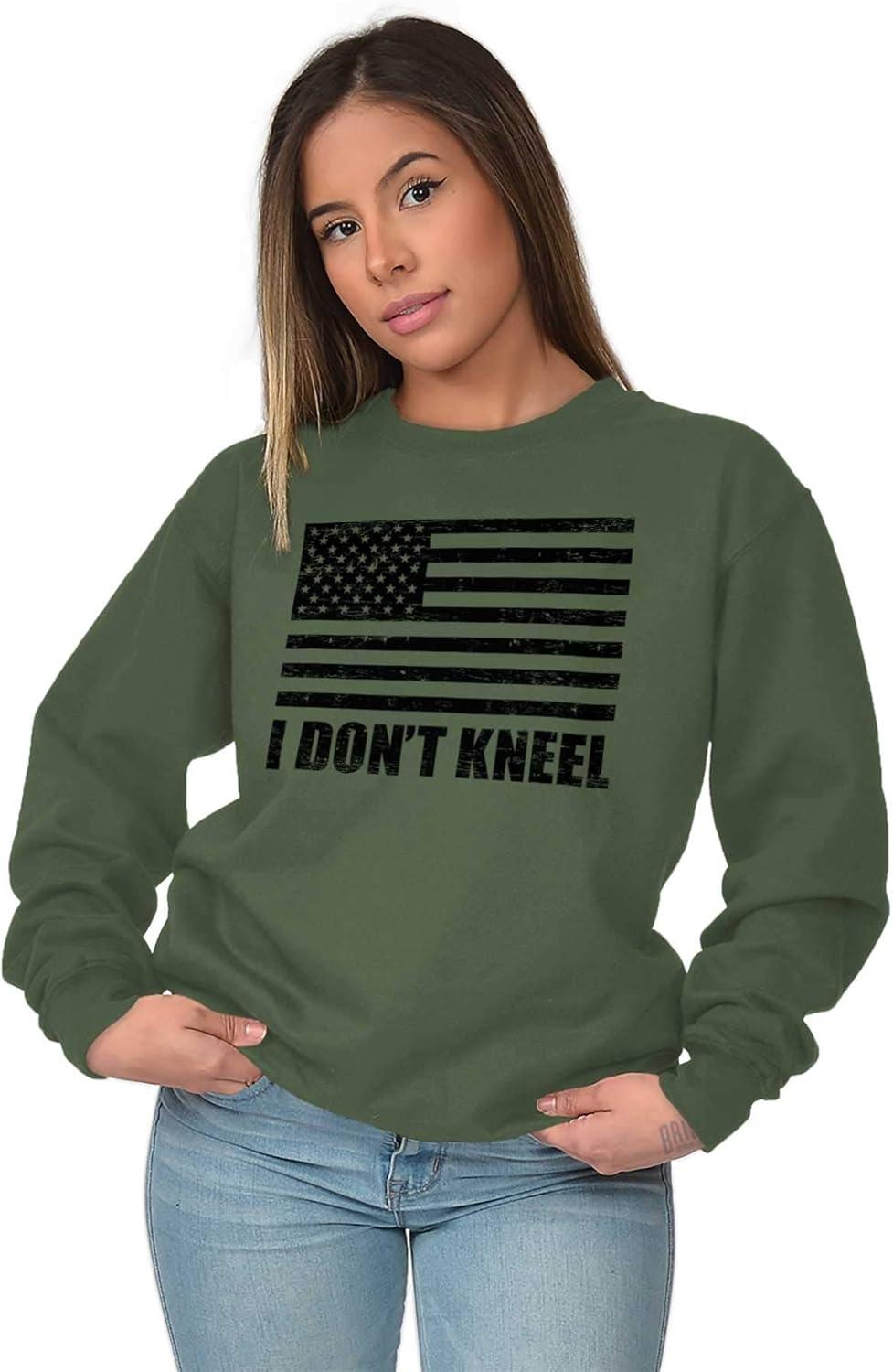 imageBrisco Brands Dont Kneel Anti Protest Patriotic Sweatshirt for Men or WomenMilitary Green