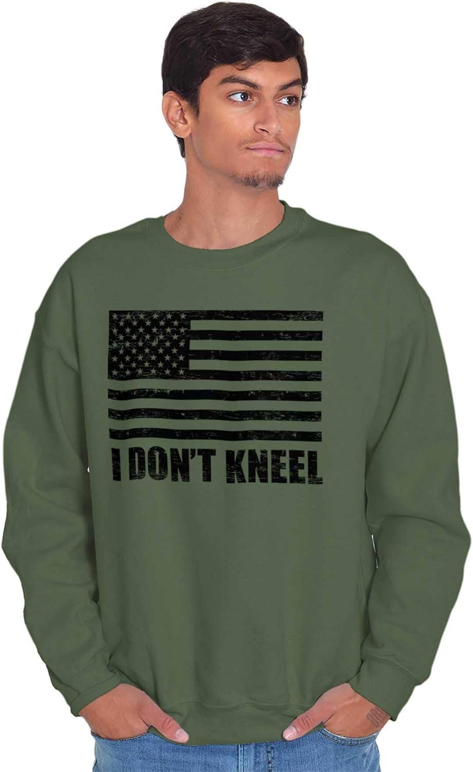 imageBrisco Brands Dont Kneel Anti Protest Patriotic Sweatshirt for Men or WomenMilitary Green