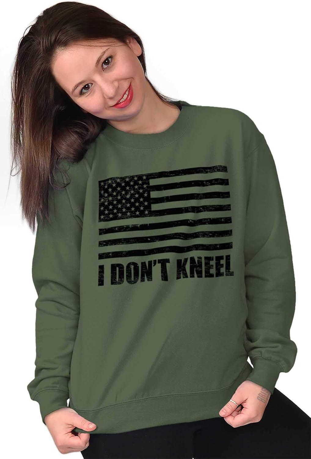 imageBrisco Brands Dont Kneel Anti Protest Patriotic Sweatshirt for Men or WomenMilitary Green