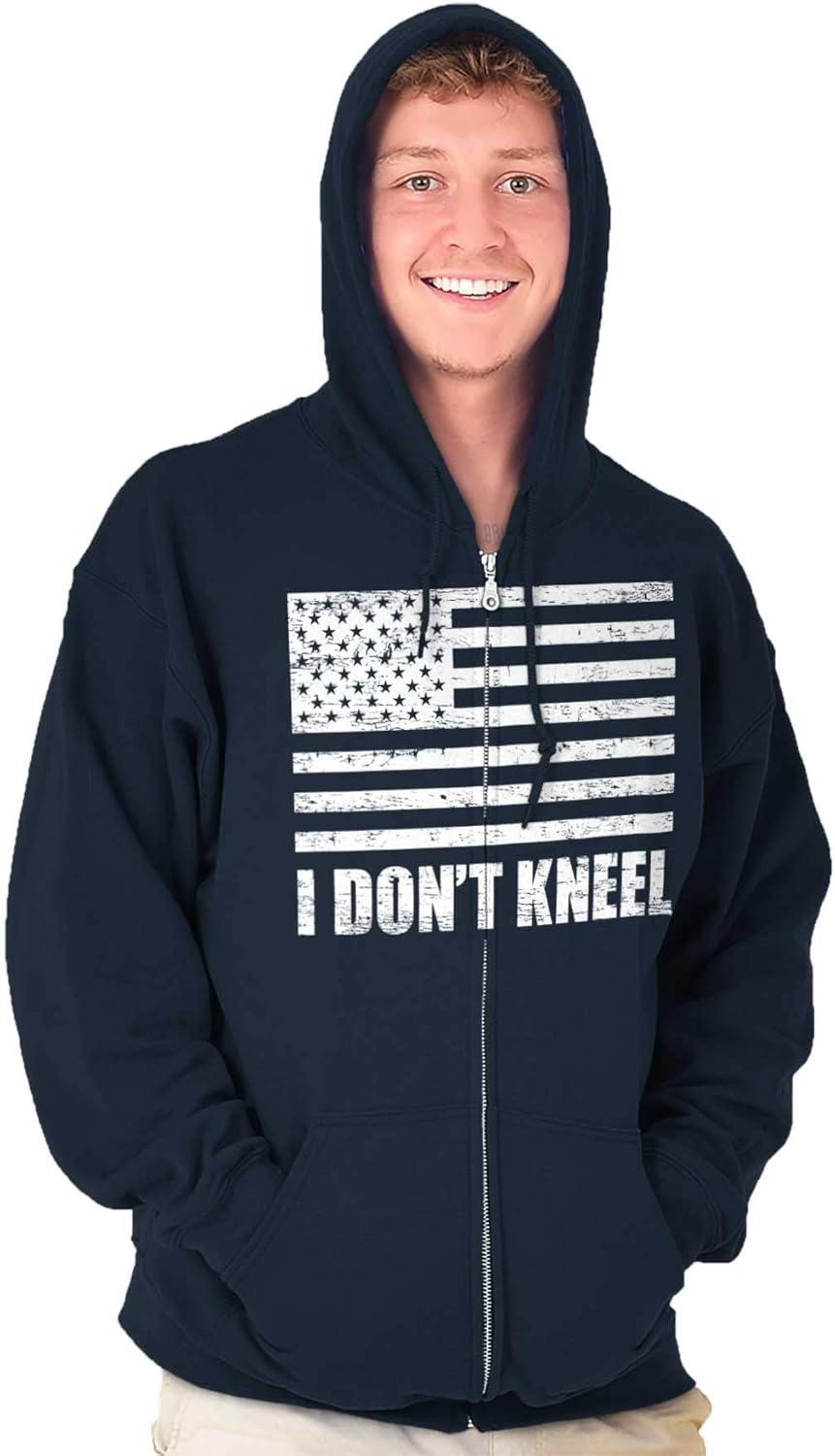 imageBrisco Brands Dont Kneel Anti Protest Patriotic Zip Up Hoodie Mens WomensNavy