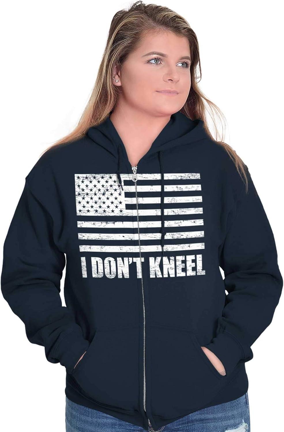 imageBrisco Brands Dont Kneel Anti Protest Patriotic Zip Up Hoodie Mens WomensNavy