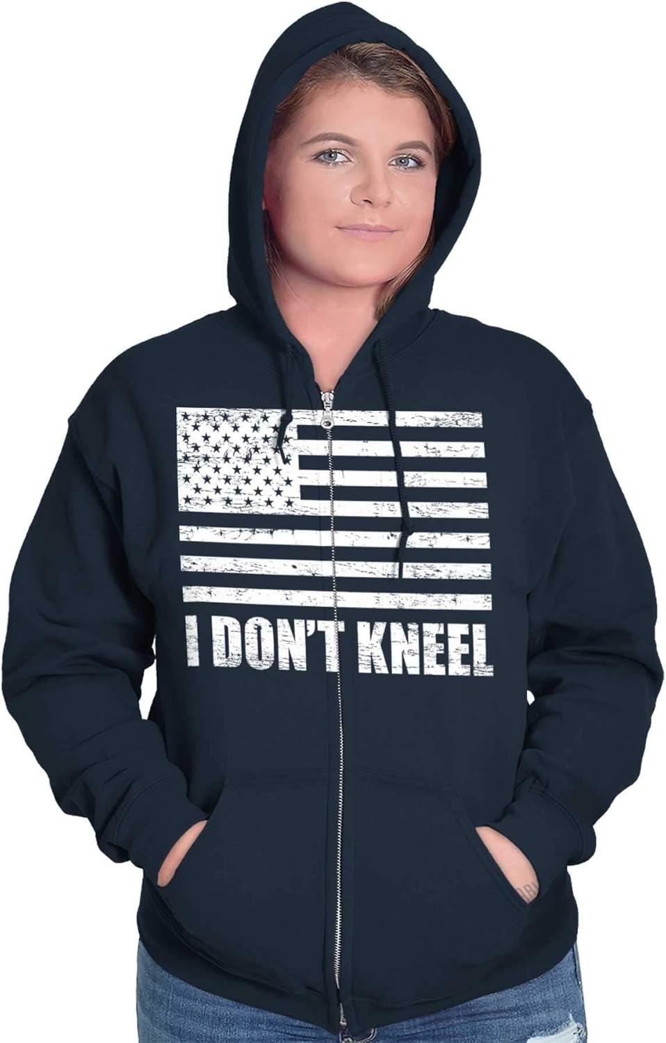 imageBrisco Brands Dont Kneel Anti Protest Patriotic Zip Up Hoodie Mens WomensNavy