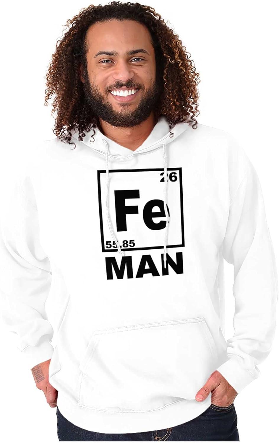 imageBrisco Brands Fe Iron Science Elements Superhero Hoodie Hooded Sweatshirt MenWhite