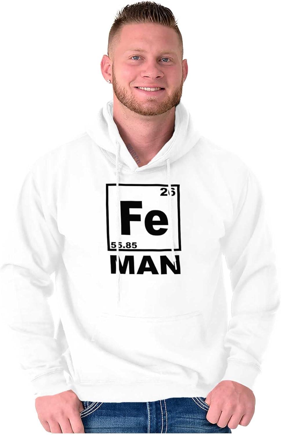 imageBrisco Brands Fe Iron Science Elements Superhero Hoodie Hooded Sweatshirt MenWhite