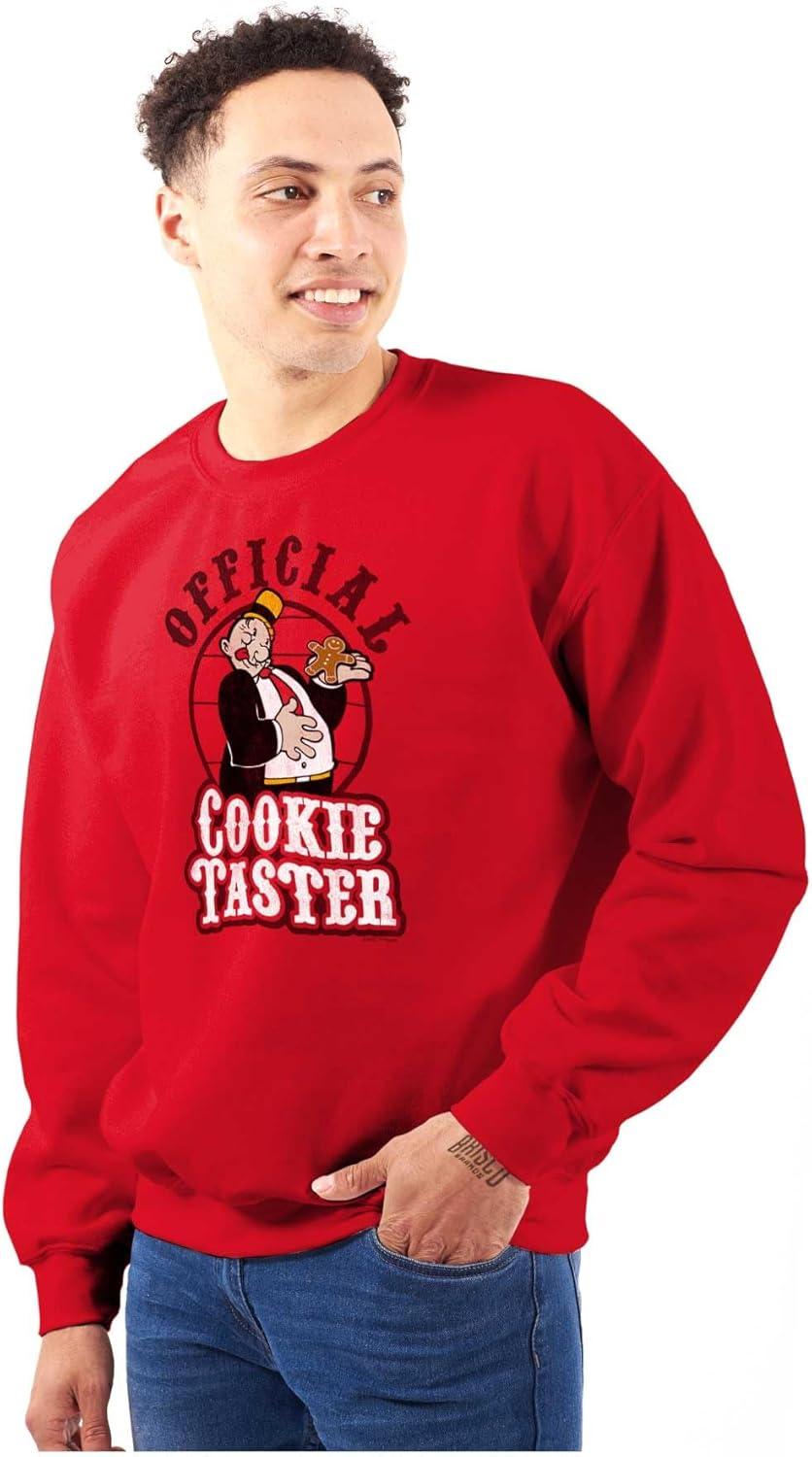 imageBrisco Brands Funny Popeye Wimpy Christmas Cookies Sweatshirt for Men or WomenRed