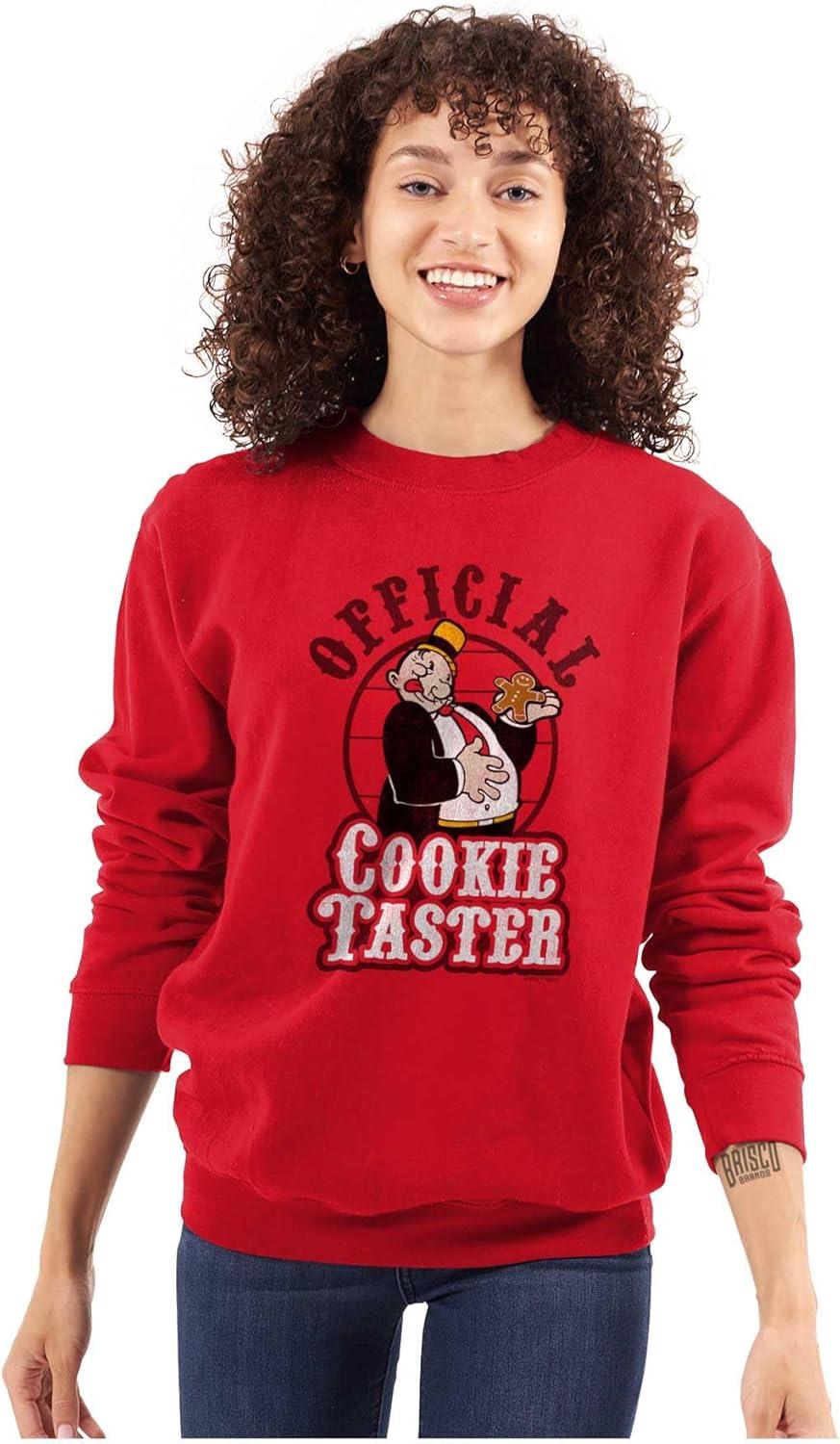 imageBrisco Brands Funny Popeye Wimpy Christmas Cookies Sweatshirt for Men or WomenRed