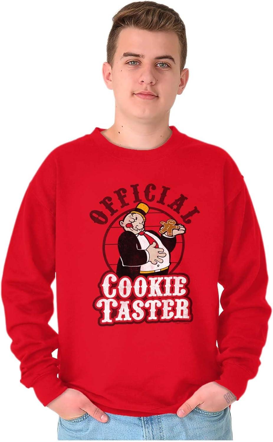 imageBrisco Brands Funny Popeye Wimpy Christmas Cookies Sweatshirt for Men or WomenRed
