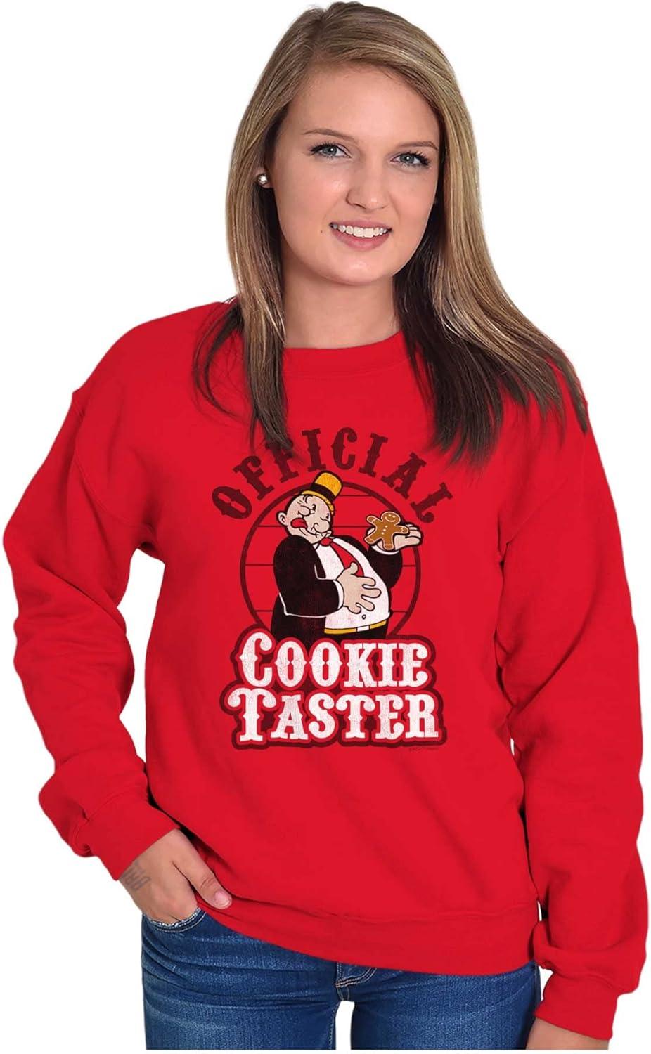 imageBrisco Brands Funny Popeye Wimpy Christmas Cookies Sweatshirt for Men or WomenRed