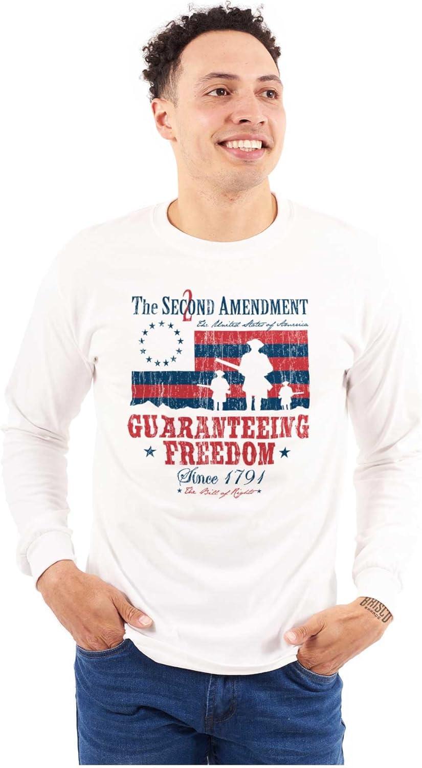 imageBrisco Brands Guarantee Freedom 2nd Amendment Mens Long Sleeve Tee T ShirtWhite
