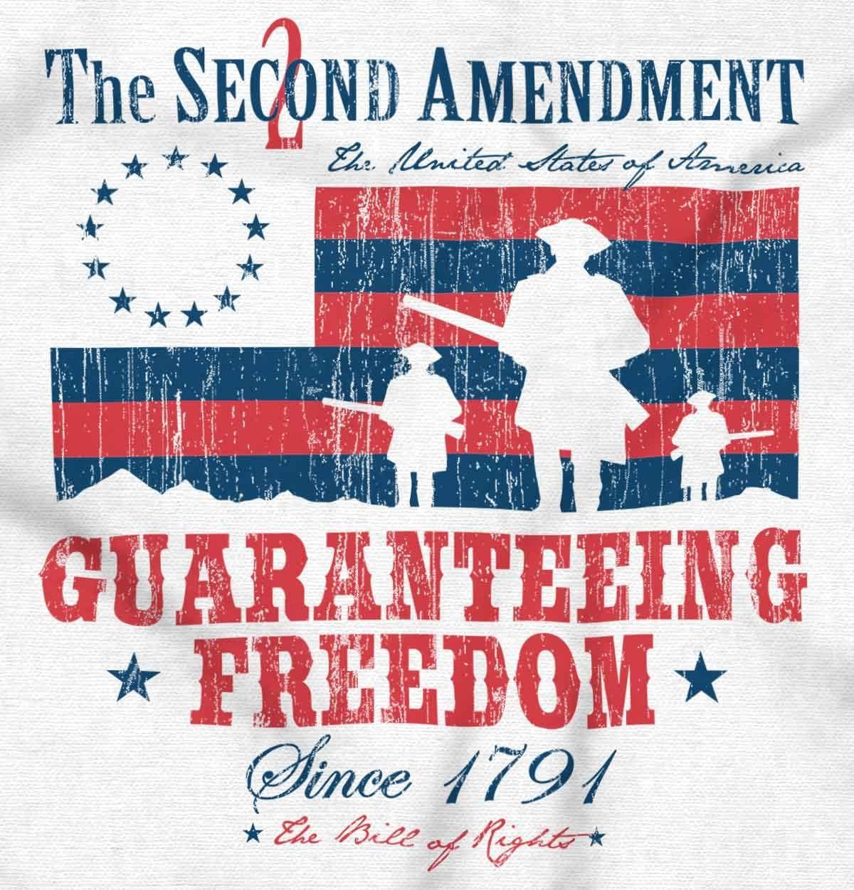 imageBrisco Brands Guarantee Freedom 2nd Amendment Mens Long Sleeve Tee T ShirtWhite