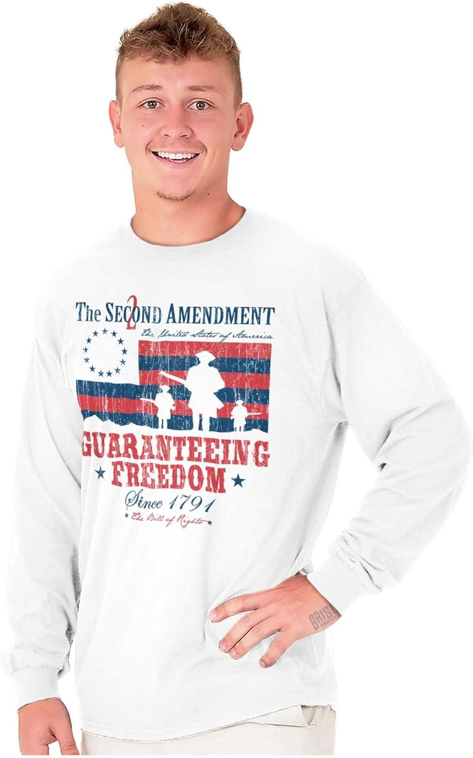 imageBrisco Brands Guarantee Freedom 2nd Amendment Mens Long Sleeve Tee T ShirtWhite