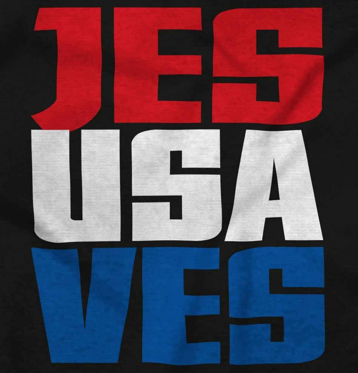 imageBrisco Brands Jesus Saves Red White Blue USA Hoodie Sweatshirt Women MenBlack