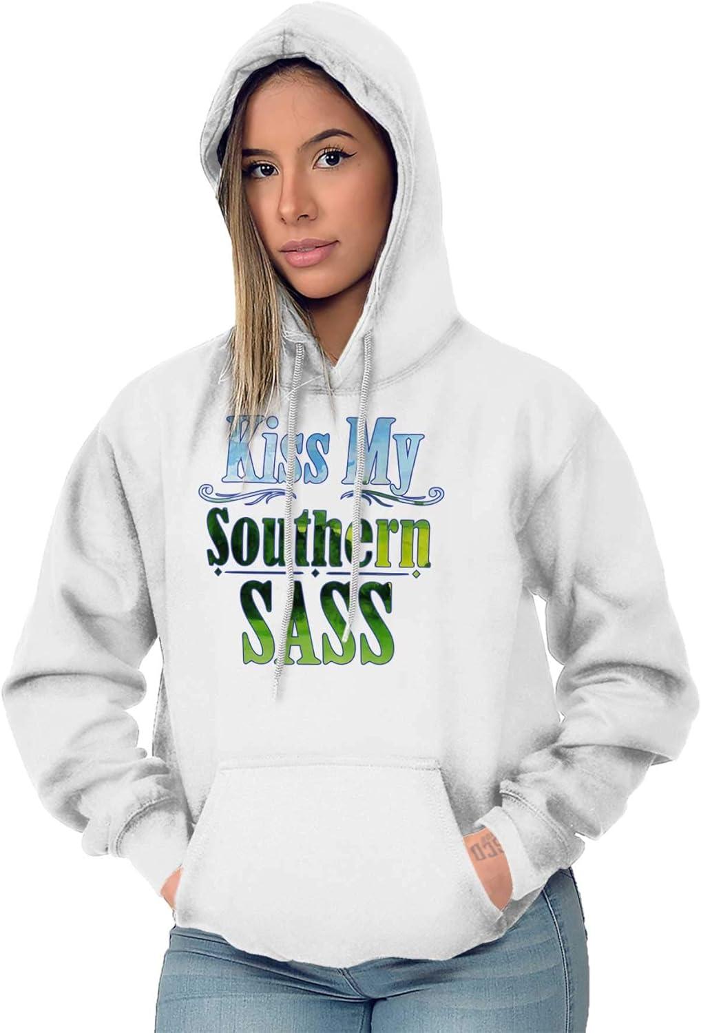 imageBrisco Brands Kiss Southern Country Dixie Belle Hoodie Sweatshirt WomenWhite
