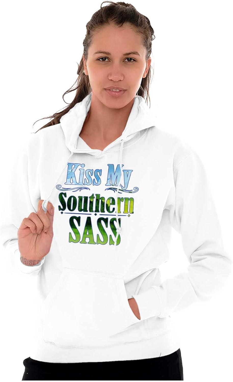 imageBrisco Brands Kiss Southern Country Dixie Belle Hoodie Sweatshirt WomenWhite