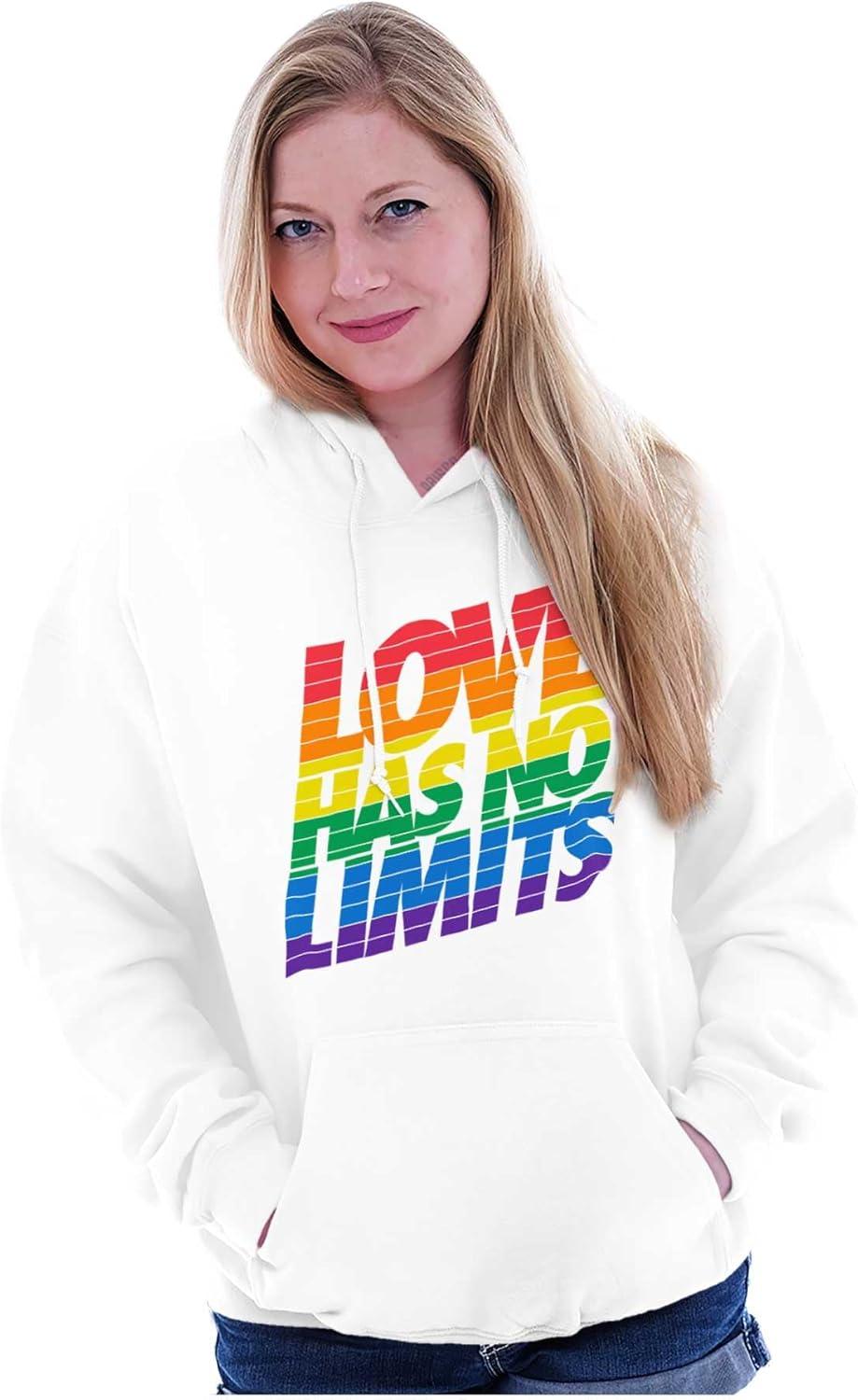 imageBrisco Brands Love Has No Limits Gay Pride Rainbow Hoodie Sweatshirt Women MenWhite