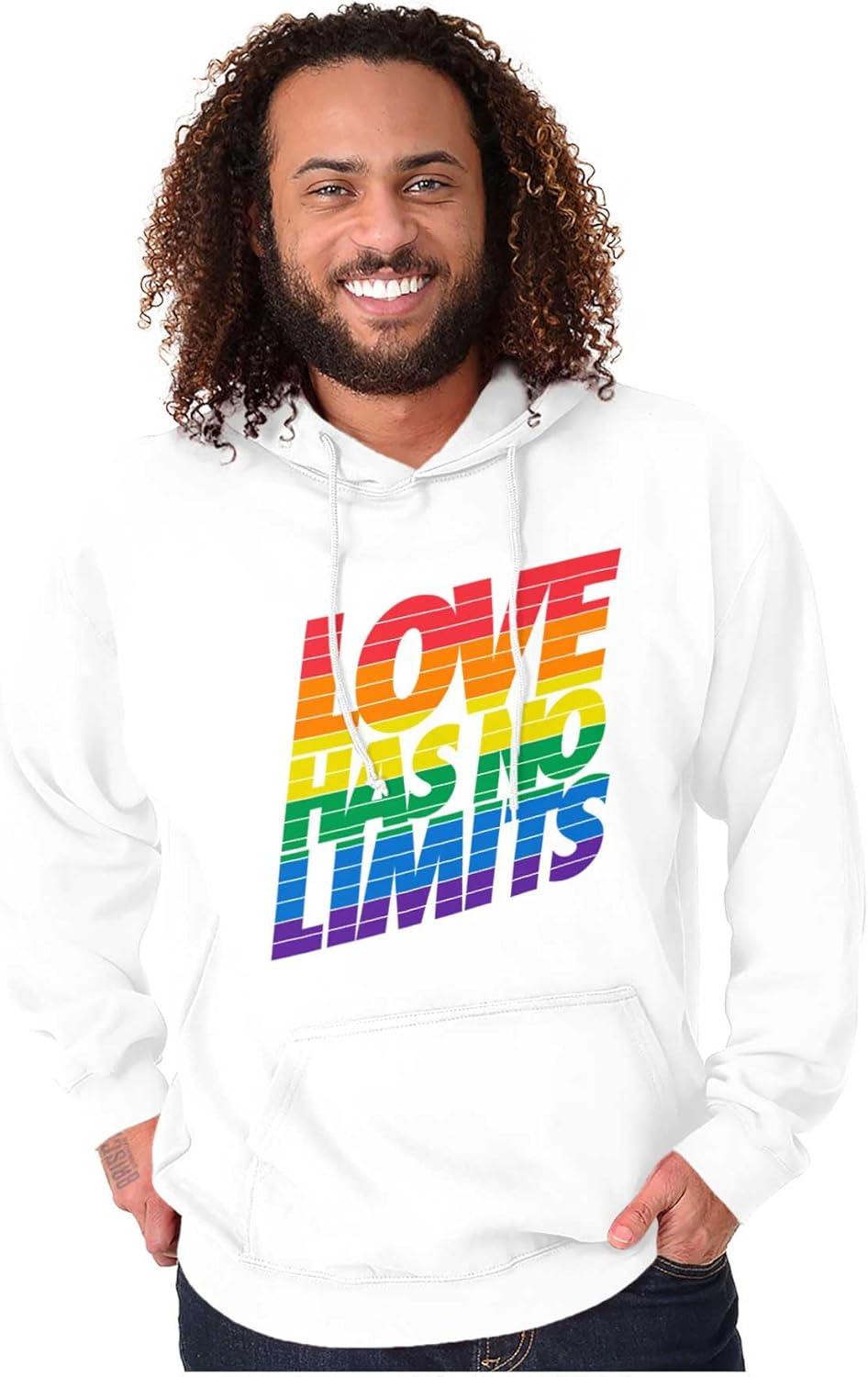 imageBrisco Brands Love Has No Limits Gay Pride Rainbow Hoodie Sweatshirt Women MenWhite