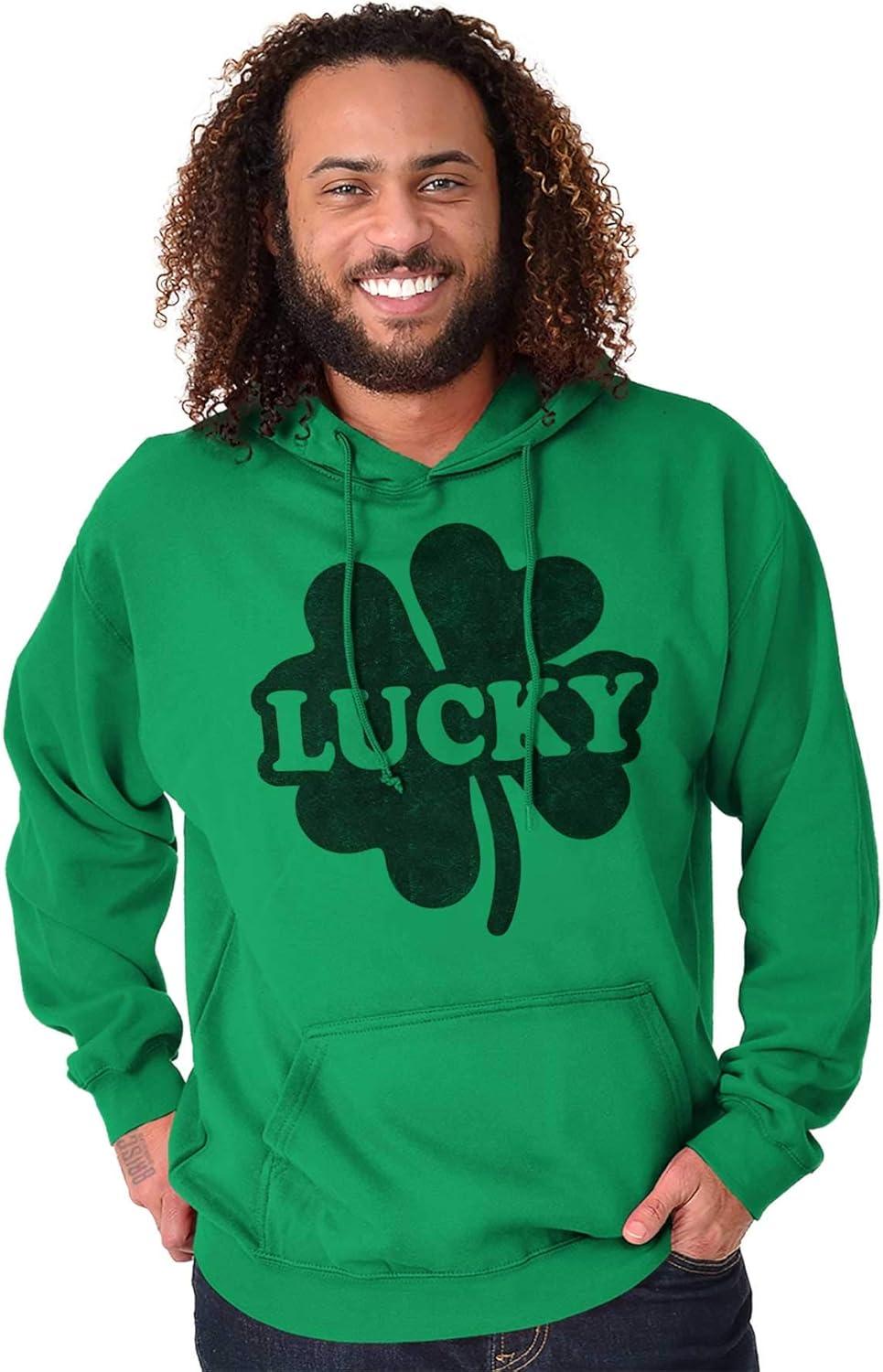 imageBrisco Brands Lucky 4 Leaf Clover St Patricks Day Hoodie Sweatshirt Women MenIrish Green
