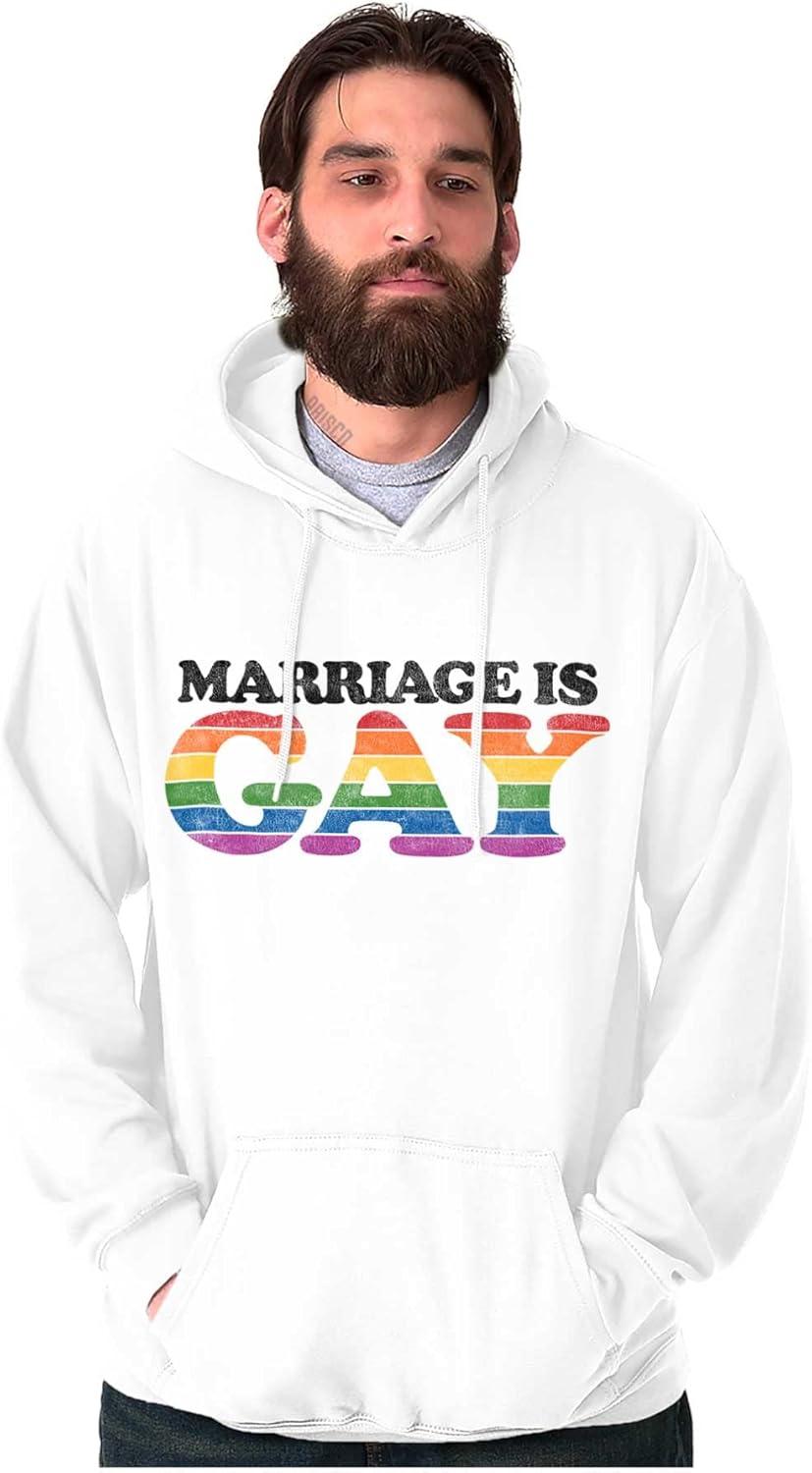imageBrisco Brands Marriage Is Gay LGBTQ Rights Pride Hoodie Sweatshirt Women MenWhite