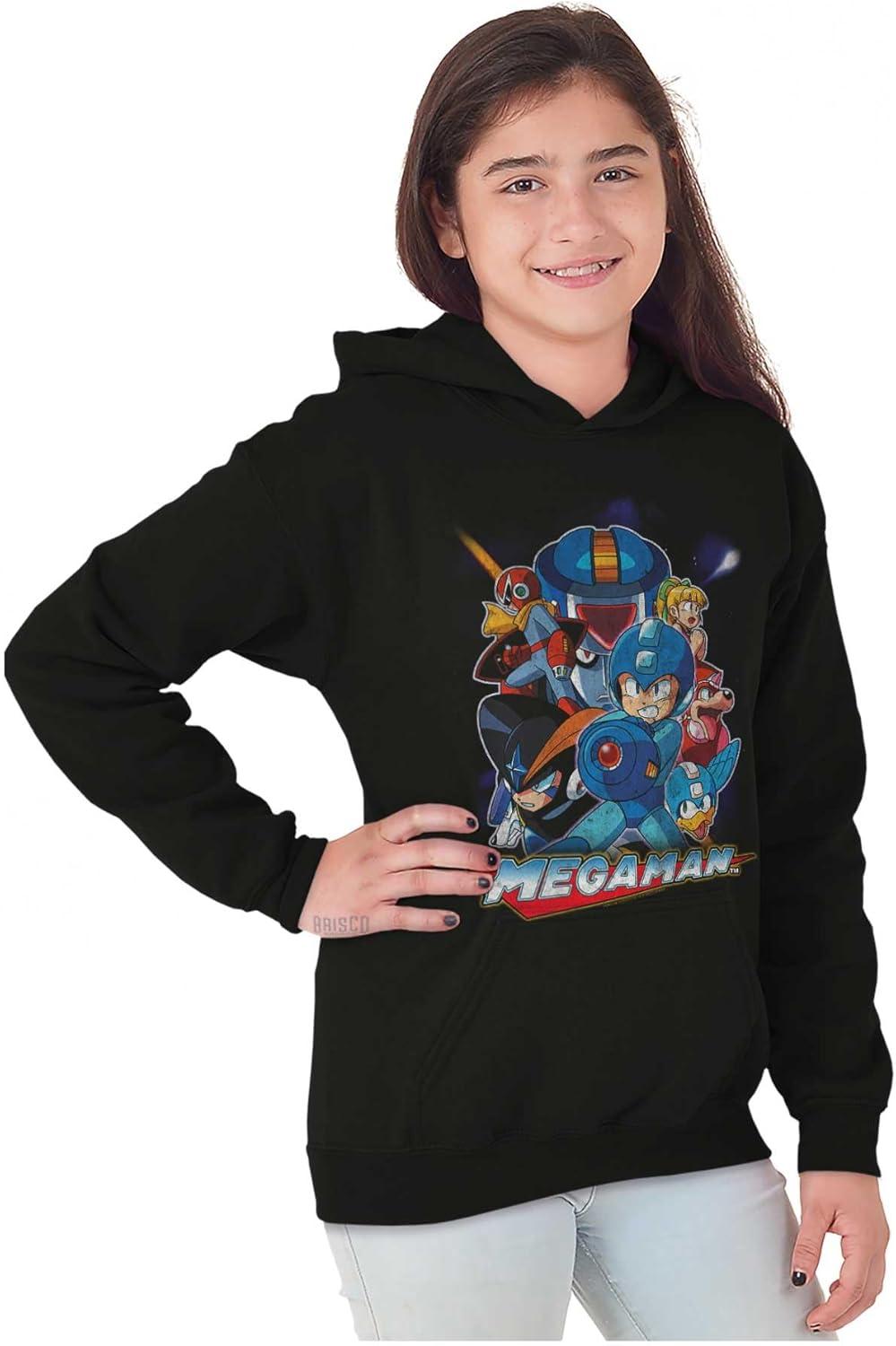 imageBrisco Brands Mega Man Characters Retro 1990s Gamer Youth Hoodie Boy Girl