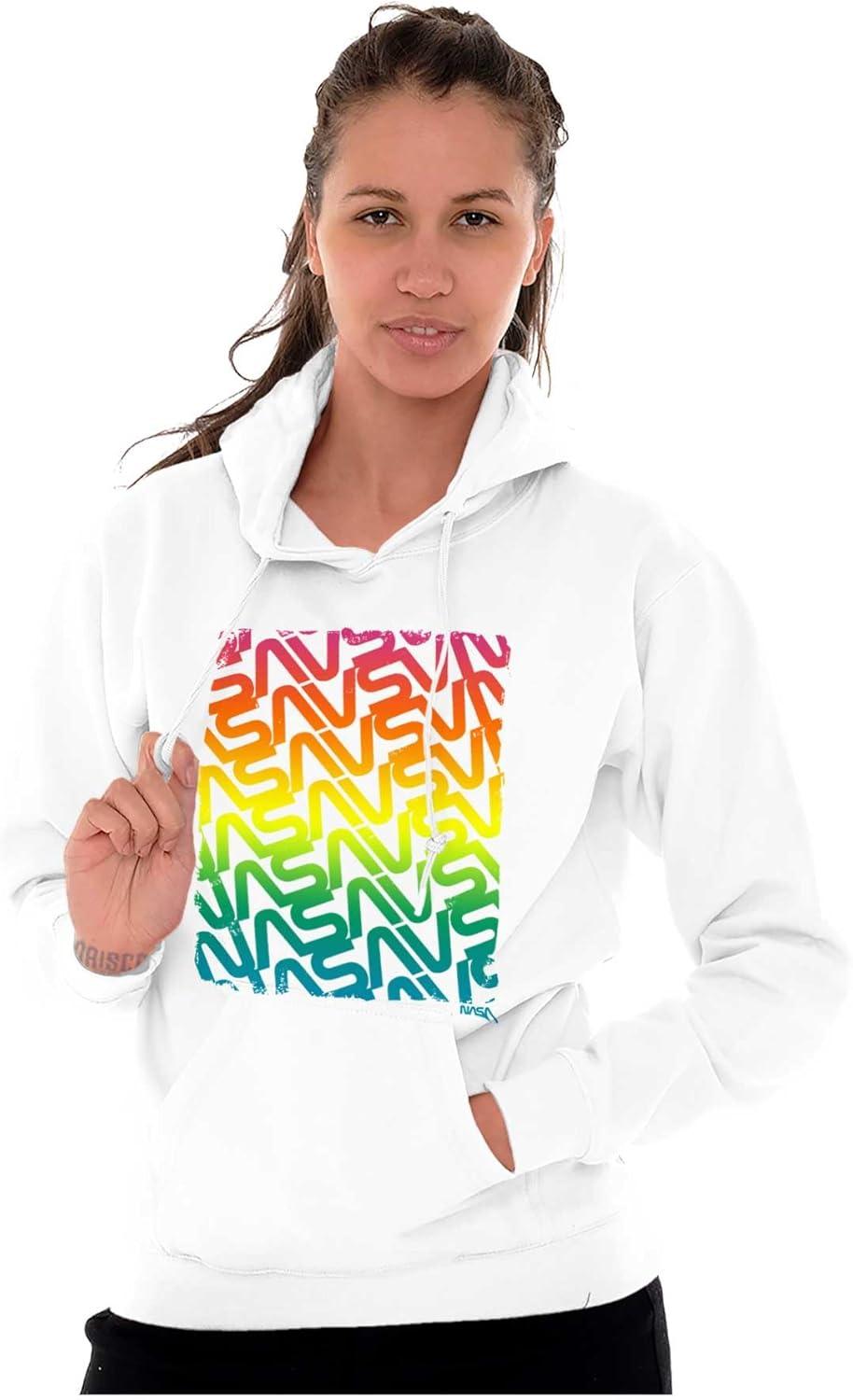 imageBrisco Brands NASA Worm Logo Rainbow Gradient Hoodie Sweatshirt Women MenWhite