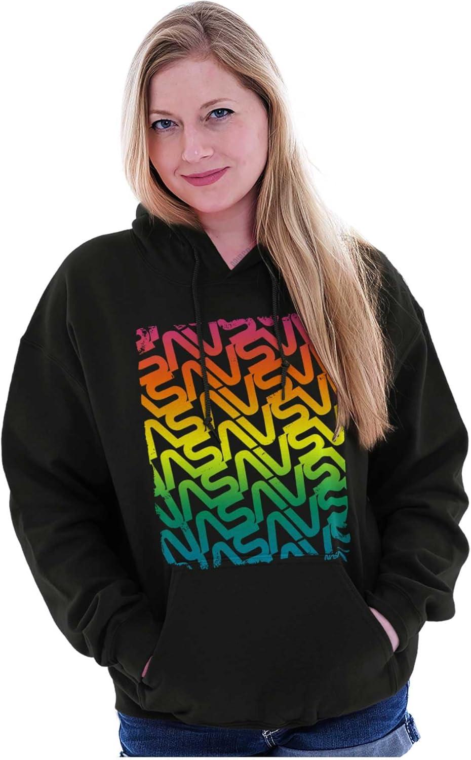 imageBrisco Brands NASA Worm Logo Rainbow Gradient Hoodie Sweatshirt Women MenWhite