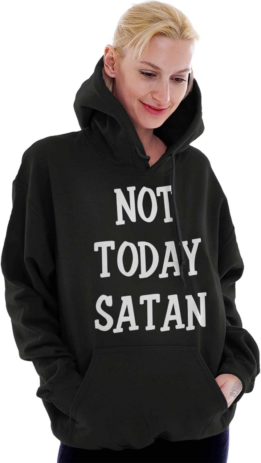 imageBrisco Brands Not Today Satan Funny Christian Hoodie Sweatshirt Women MenBlack