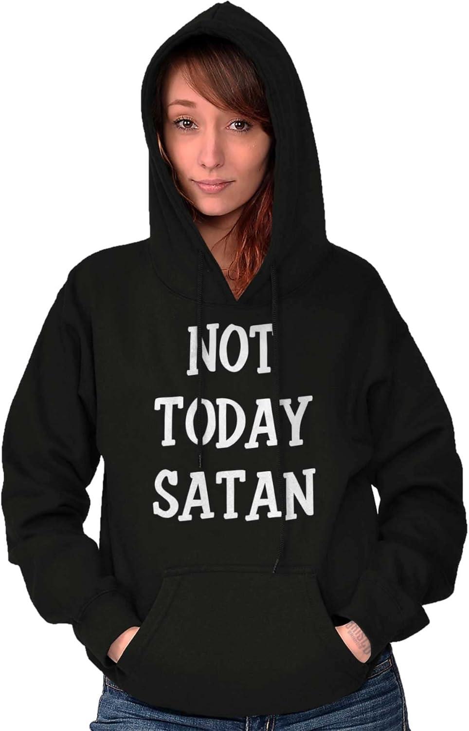 imageBrisco Brands Not Today Satan Funny Christian Hoodie Sweatshirt Women MenBlack