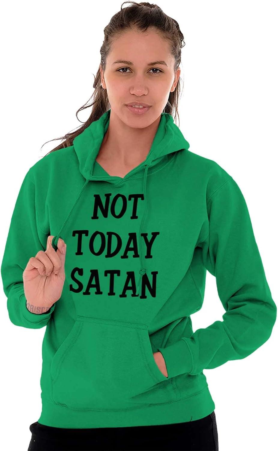 imageBrisco Brands Not Today Satan Funny Christian Hoodie Sweatshirt Women MenIrish Green