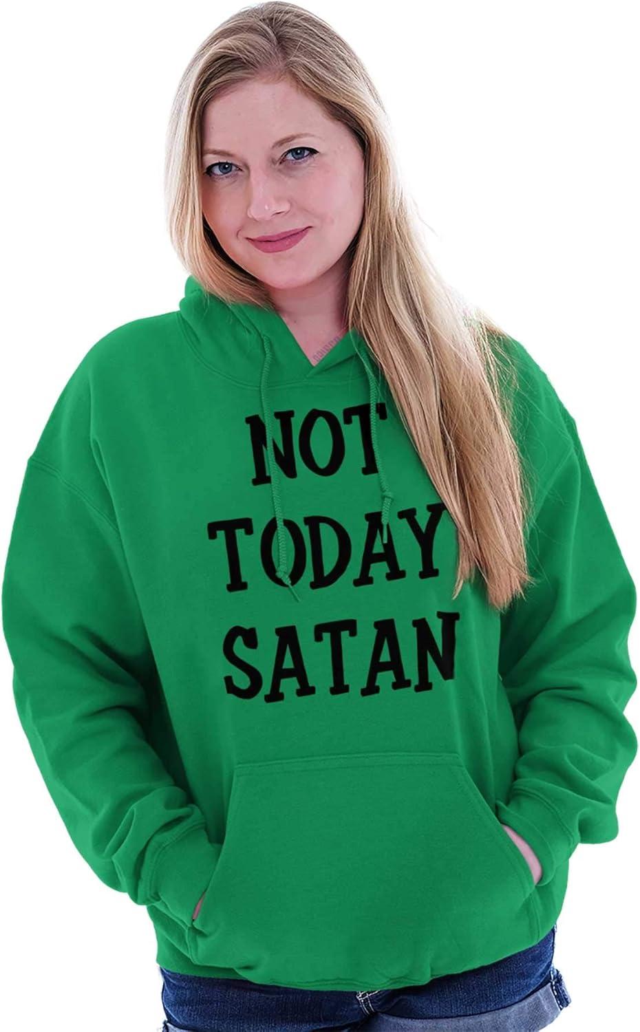 imageBrisco Brands Not Today Satan Funny Christian Hoodie Sweatshirt Women MenIrish Green