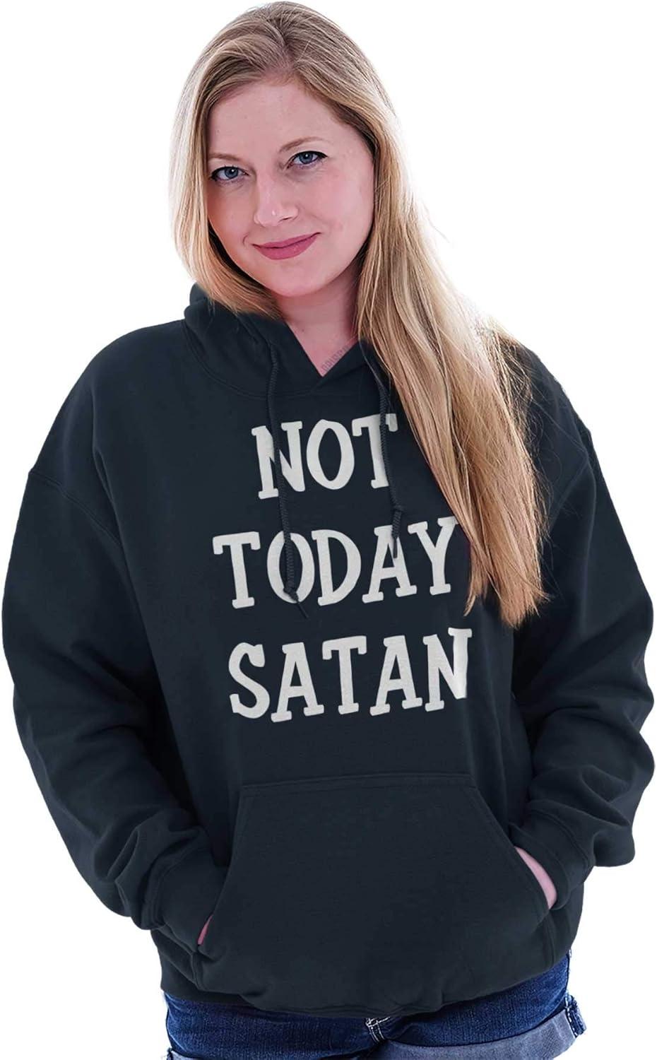 imageBrisco Brands Not Today Satan Funny Christian Hoodie Sweatshirt Women MenNavy