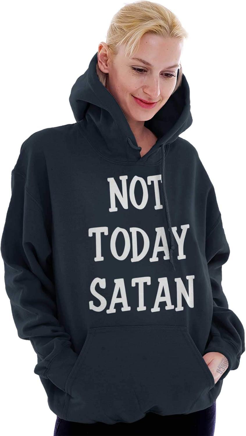 imageBrisco Brands Not Today Satan Funny Christian Hoodie Sweatshirt Women MenNavy