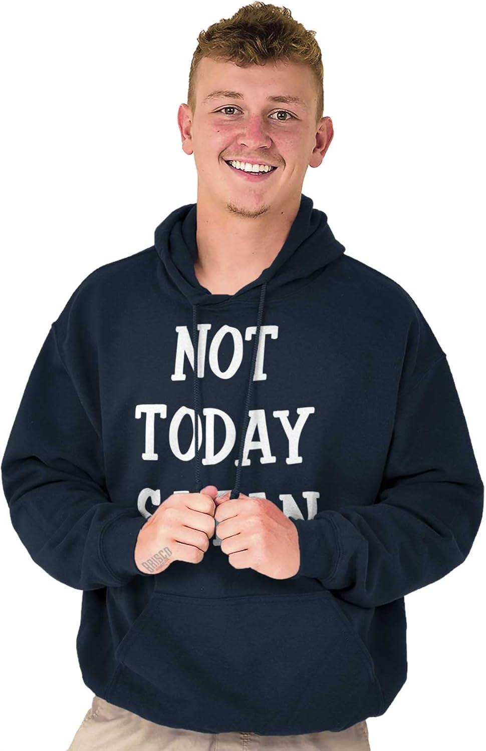 imageBrisco Brands Not Today Satan Funny Christian Hoodie Sweatshirt Women MenNavy
