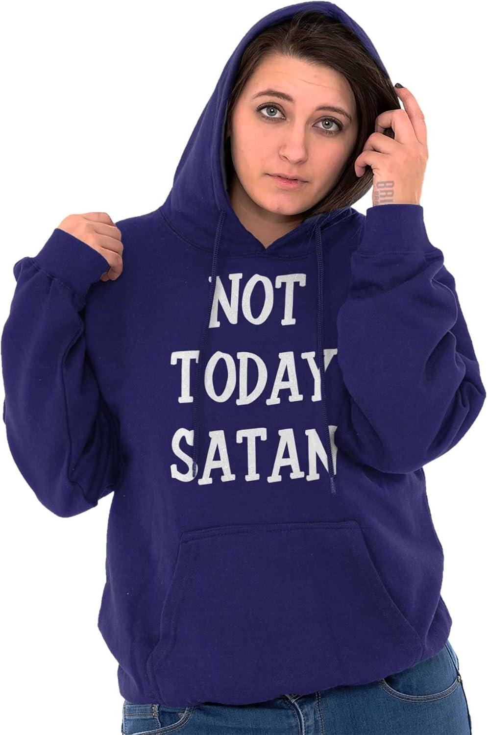 imageBrisco Brands Not Today Satan Funny Christian Hoodie Sweatshirt Women MenPurple