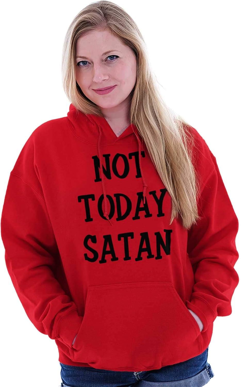 imageBrisco Brands Not Today Satan Funny Christian Hoodie Sweatshirt Women MenRed