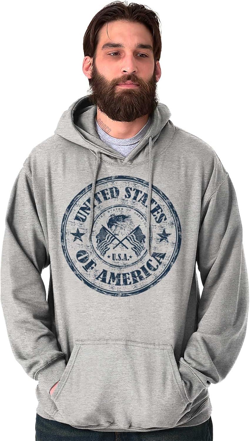 imageBrisco Brands Patriotic America Seal USA Americana Hoodie Sweatshirt Women MenSport Grey