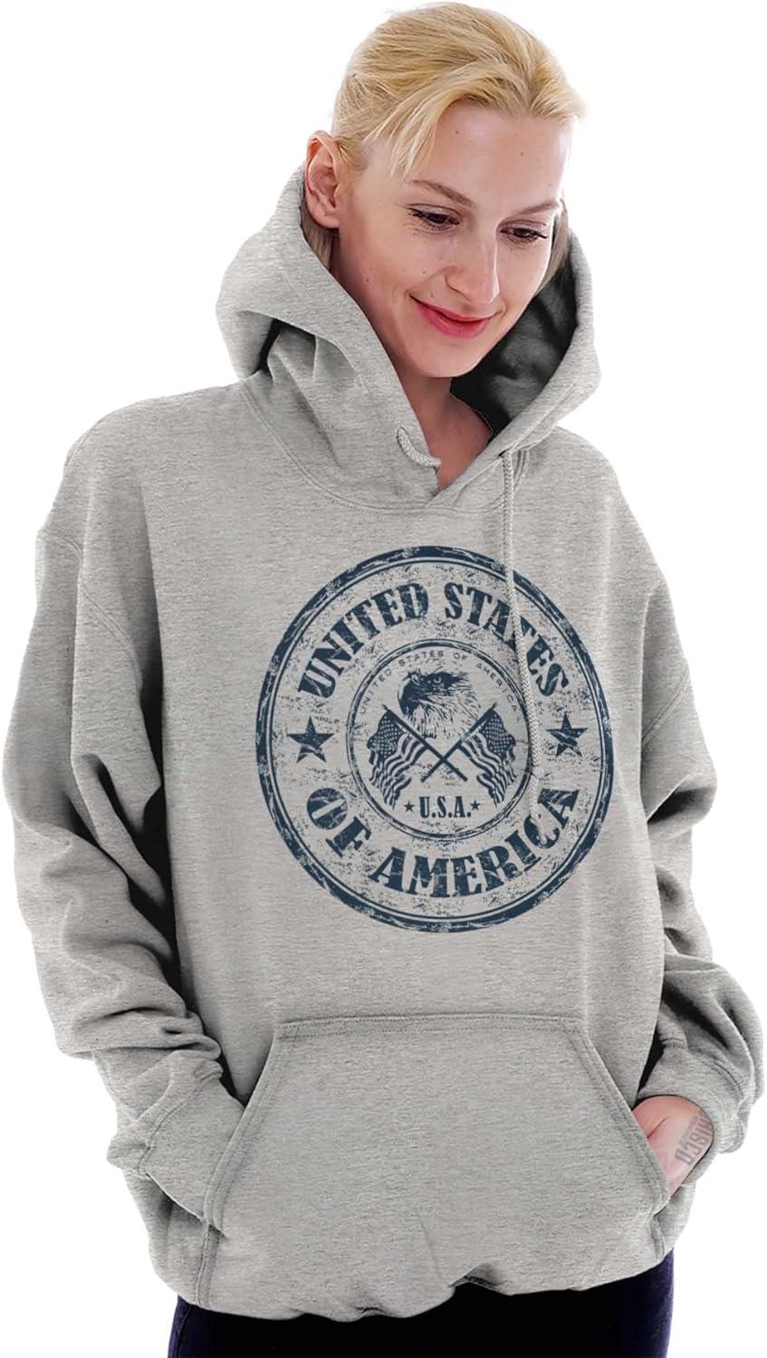 imageBrisco Brands Patriotic America Seal USA Americana Hoodie Sweatshirt Women MenSport Grey
