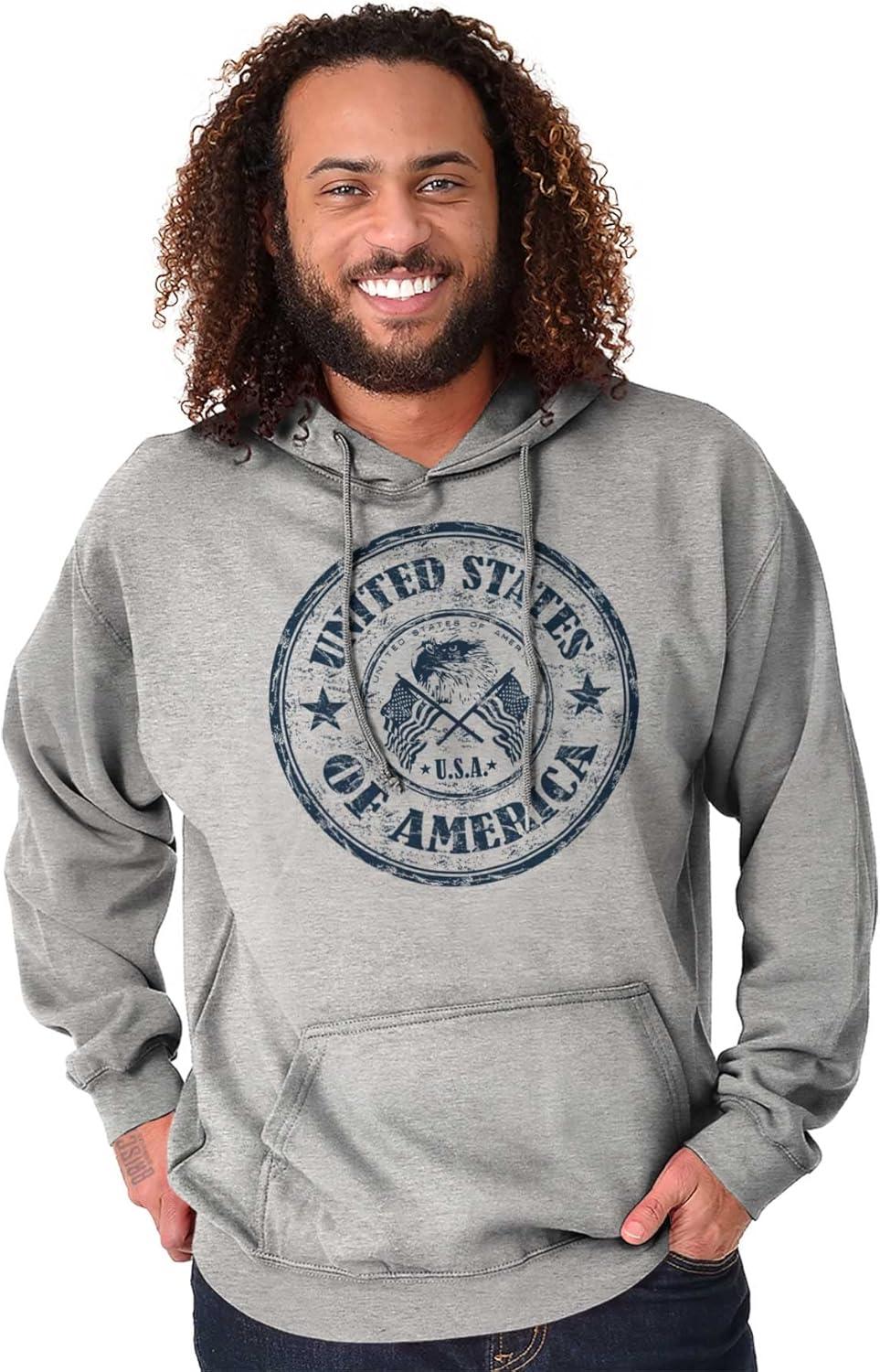 imageBrisco Brands Patriotic America Seal USA Americana Hoodie Sweatshirt Women MenSport Grey