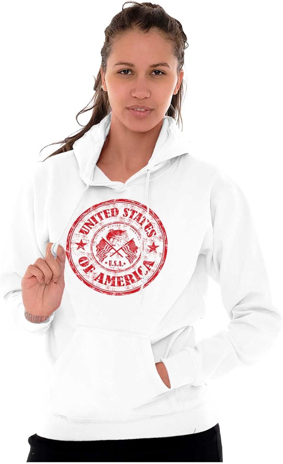 imageBrisco Brands Patriotic America Seal USA Americana Hoodie Sweatshirt Women MenWhite