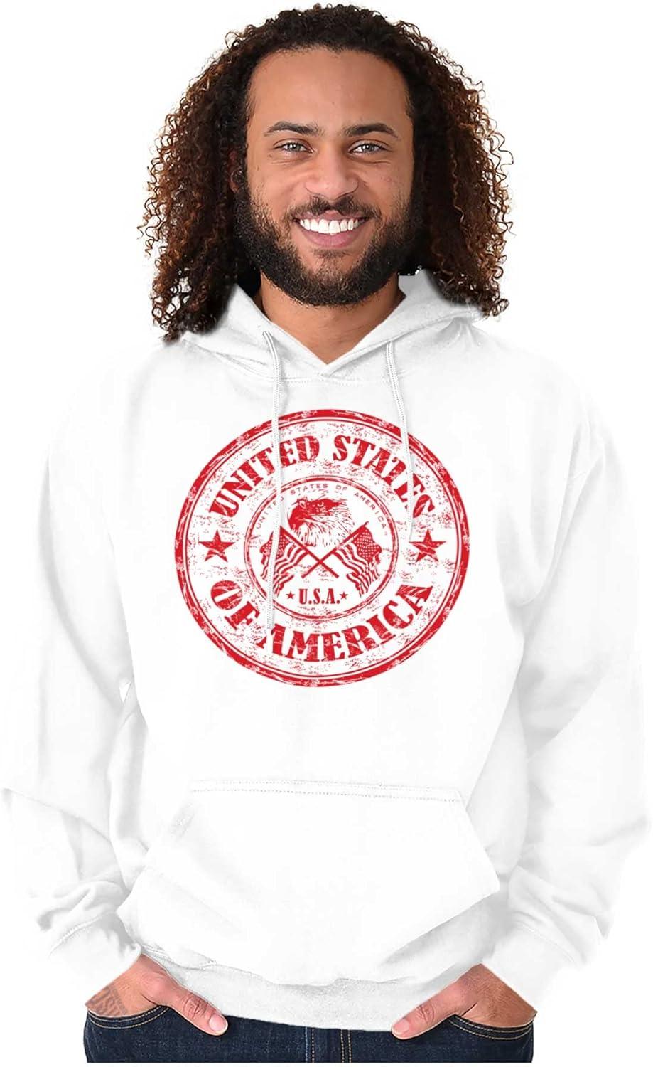 imageBrisco Brands Patriotic America Seal USA Americana Hoodie Sweatshirt Women MenWhite