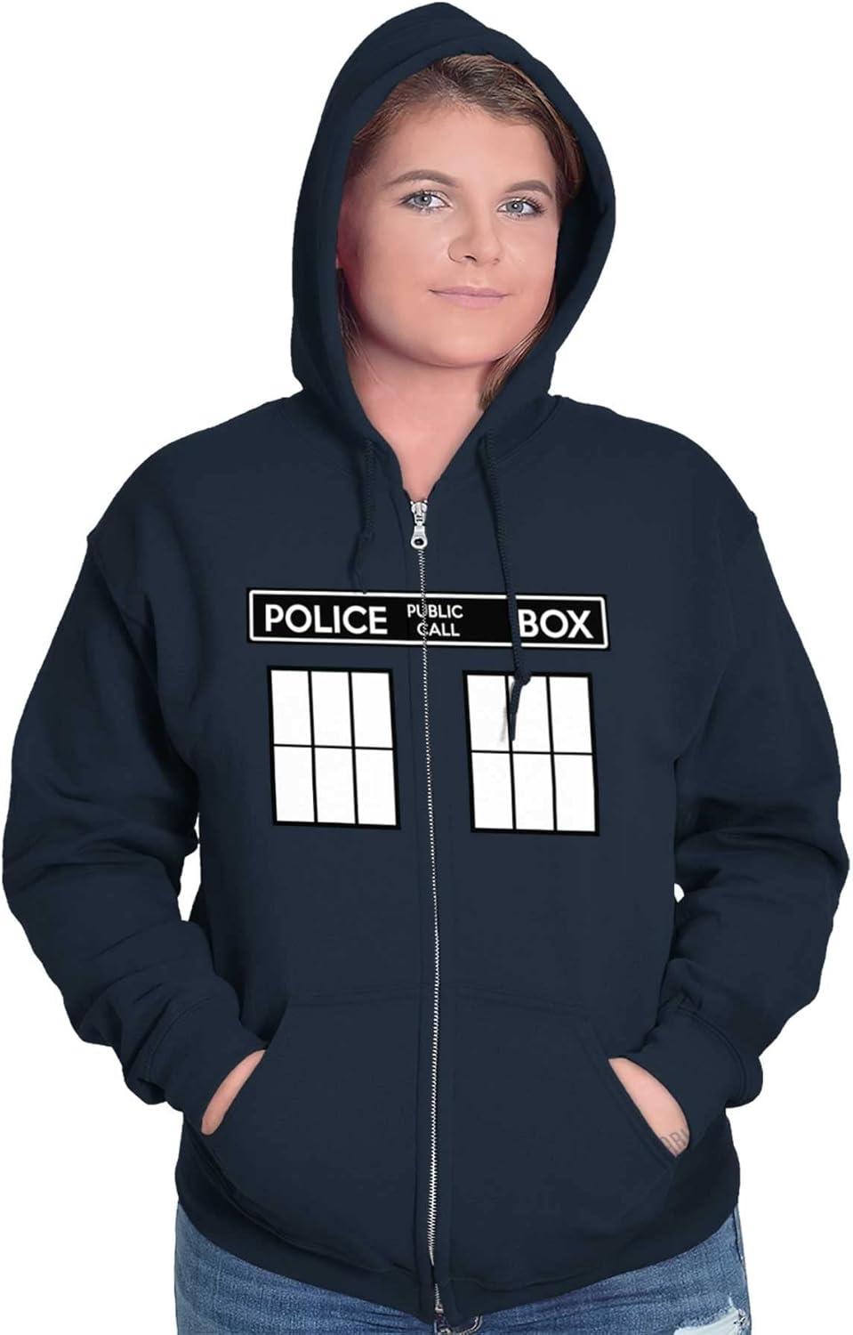 imageBrisco Brands Police Box Doc Cyber Men Time Travel Zip Up Hoodie Mens Womens