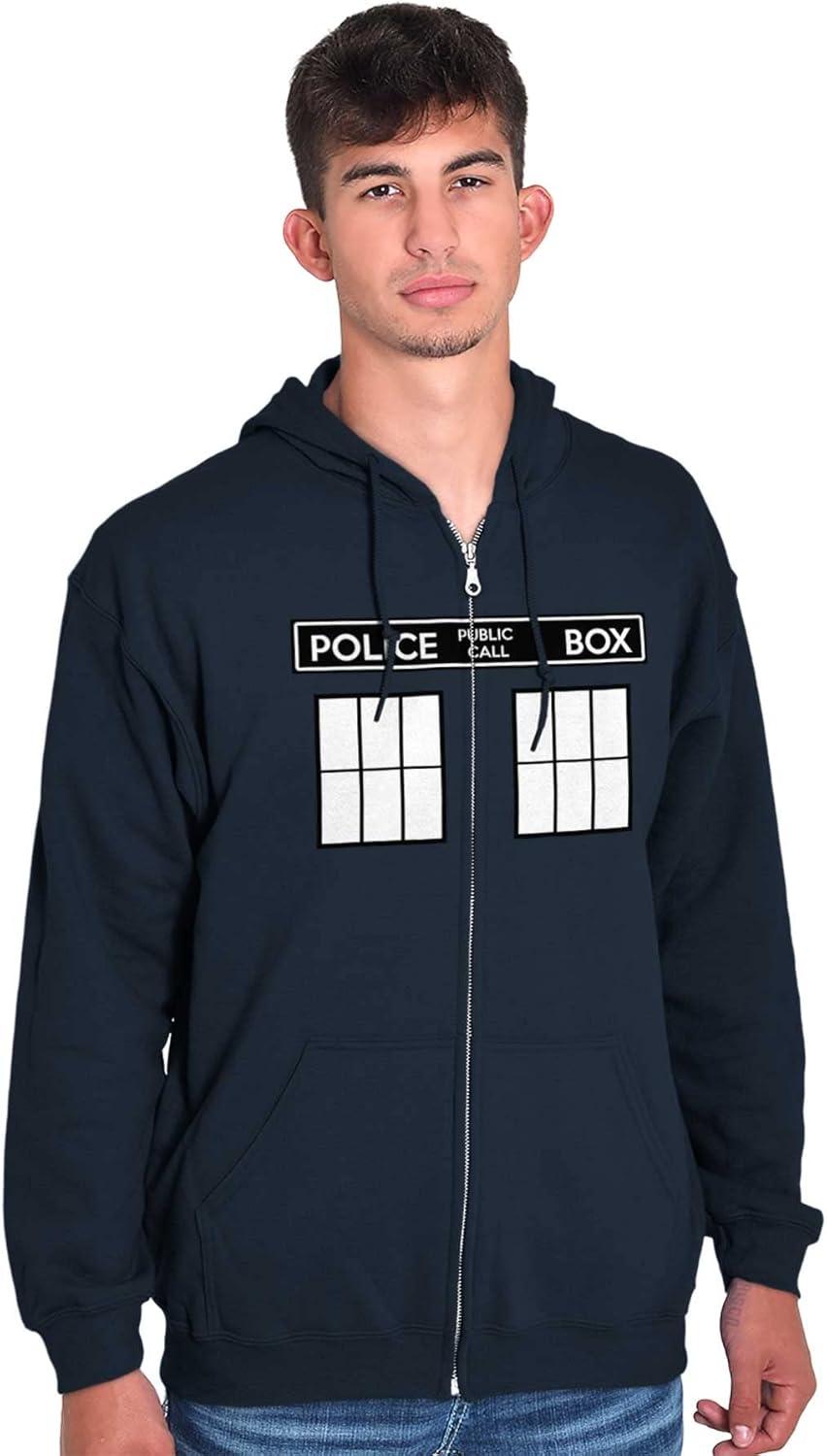 imageBrisco Brands Police Box Doc Cyber Men Time Travel Zip Up Hoodie Mens Womens